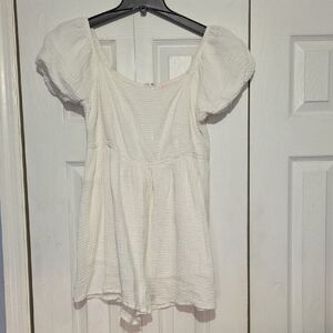 Pink Lily Cream Puff Sleeve Romper